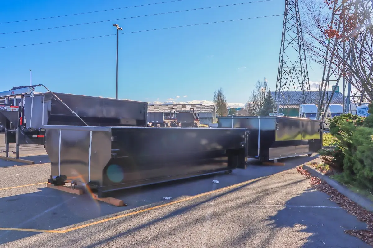 Roll-off dumpster ready for waste disposal at job site for 15 Yard Dumpster Rental in Union